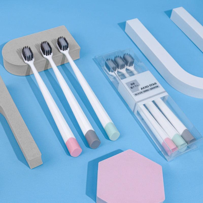 3pcs Wide Head Bamboo Charcoal Toothbrush Soft Bristles