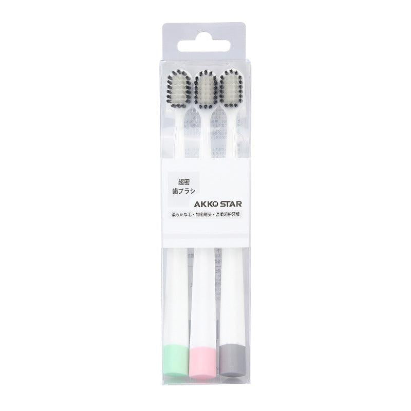 3pcs Wide Head Bamboo Charcoal Toothbrush Soft Bristles
