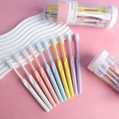 10pcs Candy Bucket Toothbrush Set Soft Bristled Macaron Couple Toothbrush