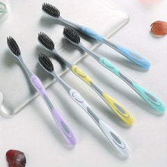 5pcs Portable Toothbrushes Wide Brush Head Fine Silk Mouth Clean
