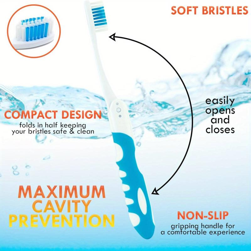 2pcs Folding Toothbrush Portable Manual Disposable Travel Toothbrush Set
