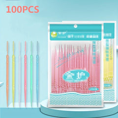 100 Bags Fish Bone Toothpicks Double-headed Disposable Teeth Cleaning Brush