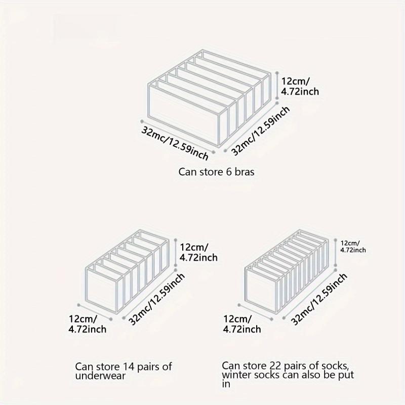 Fabric Underwear Storage Boxes Organizer Dividers for Wardrobe