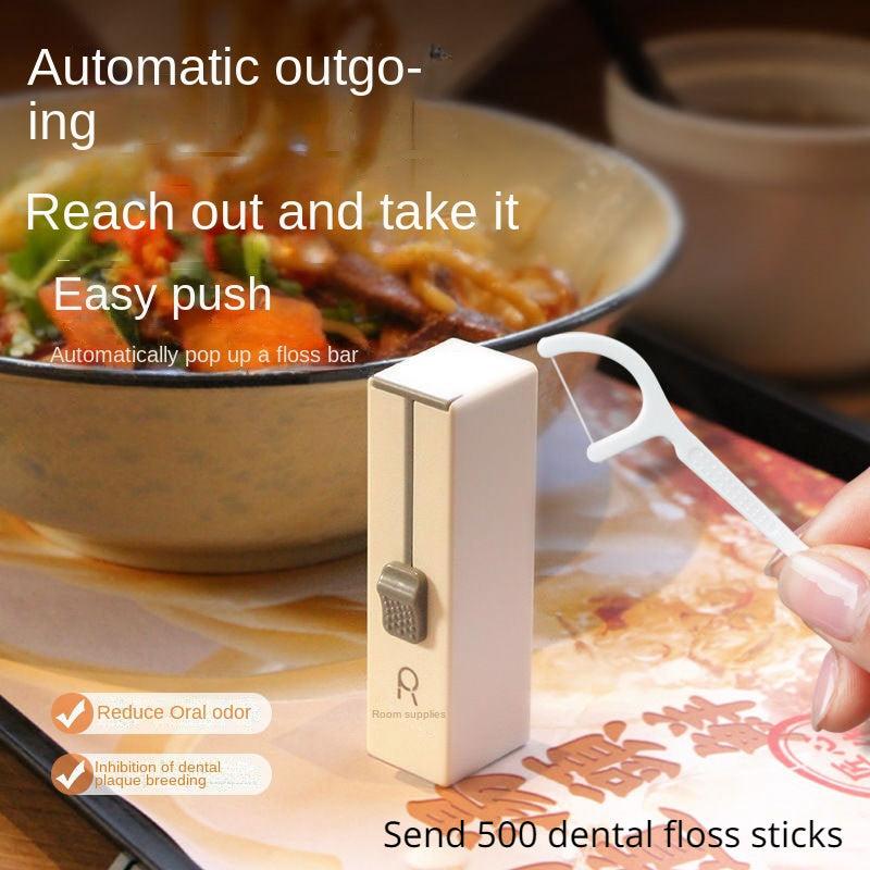 Portable Automatic Floss Box with 10 Dental Floss & 500 Cleaning Sticks