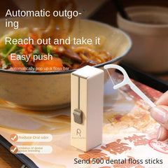 Portable Automatic Floss Box with 10 Dental Floss & 500 Cleaning Sticks
