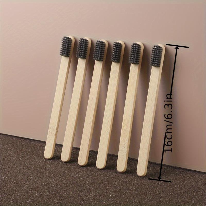 6pcs Bamboo Toothbrush Soft Charcoal Bristle