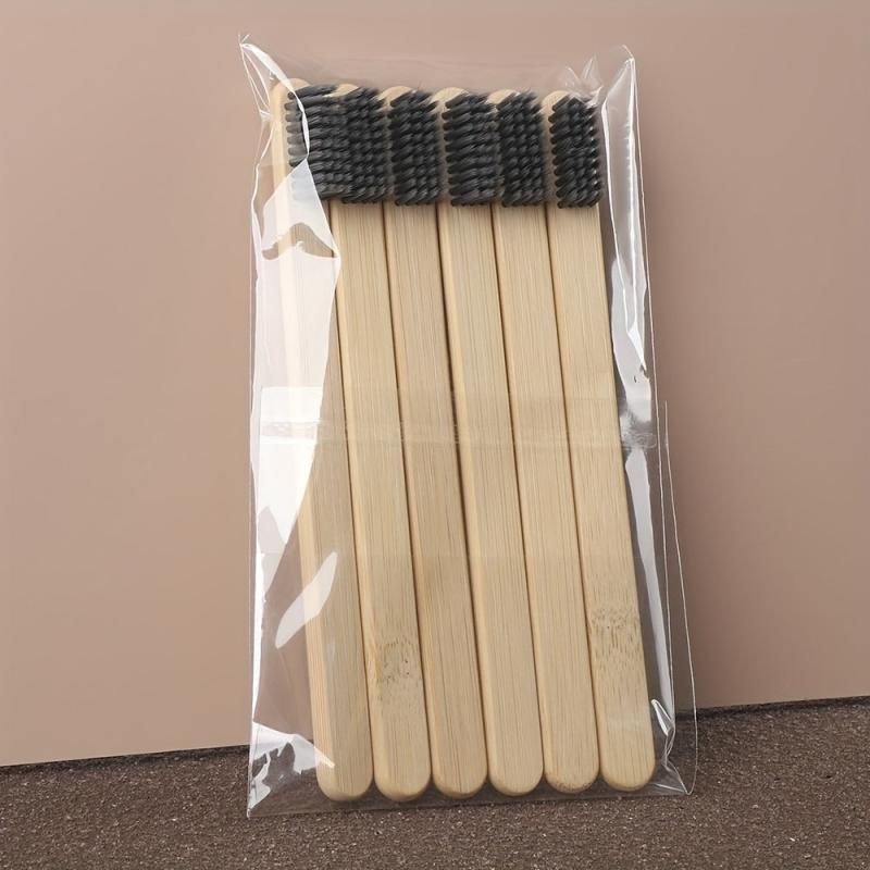 6pcs Bamboo Toothbrush Soft Charcoal Bristle