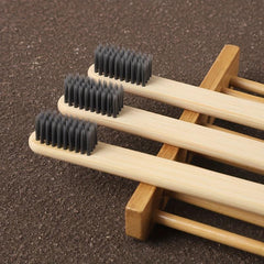 6pcs Bamboo Toothbrush Soft Charcoal Bristle
