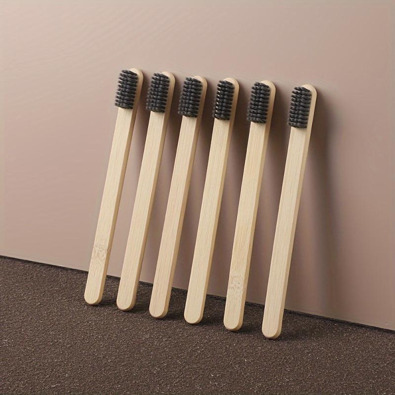 6pcs Bamboo Toothbrush Soft Charcoal Bristle