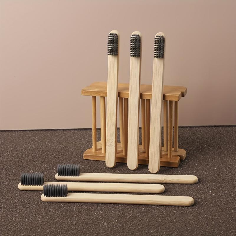6pcs Bamboo Toothbrush Soft Charcoal Bristle