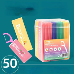 50pcs Colorful Fruit Dental Floss & Toothpicks Pack