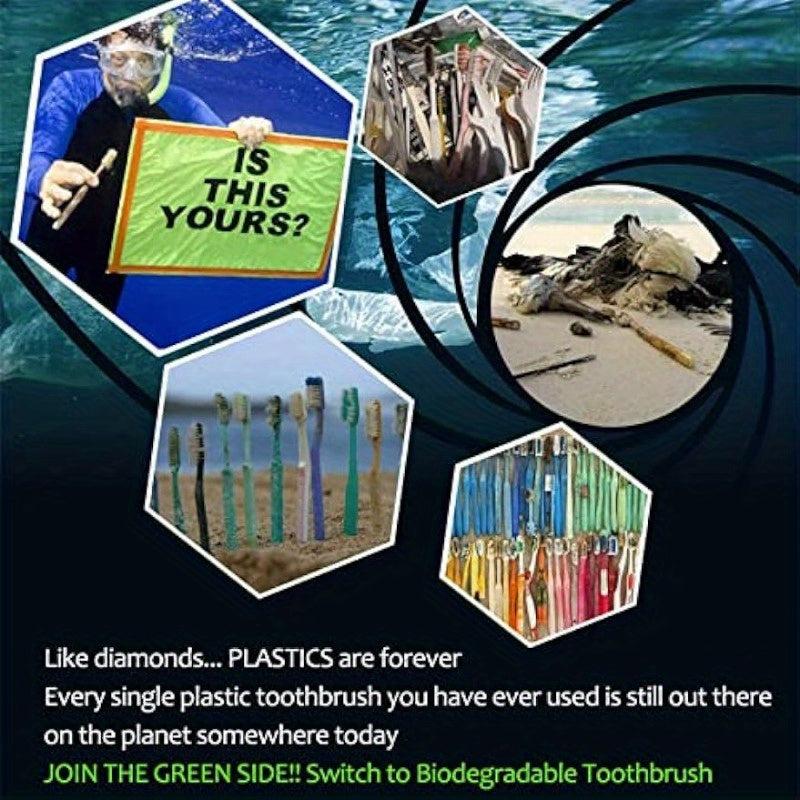 10pcs Biodegradable Bamboo Toothbrushes BPA Soft Bristles Natural Eco Friendly