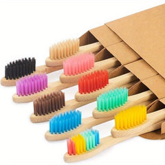 10pcs Biodegradable Bamboo Toothbrushes BPA Soft Bristles Natural Eco Friendly
