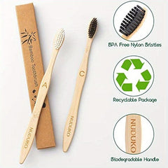 10pcs Biodegradable Bamboo Toothbrushes BPA Soft Bristles Natural Eco Friendly