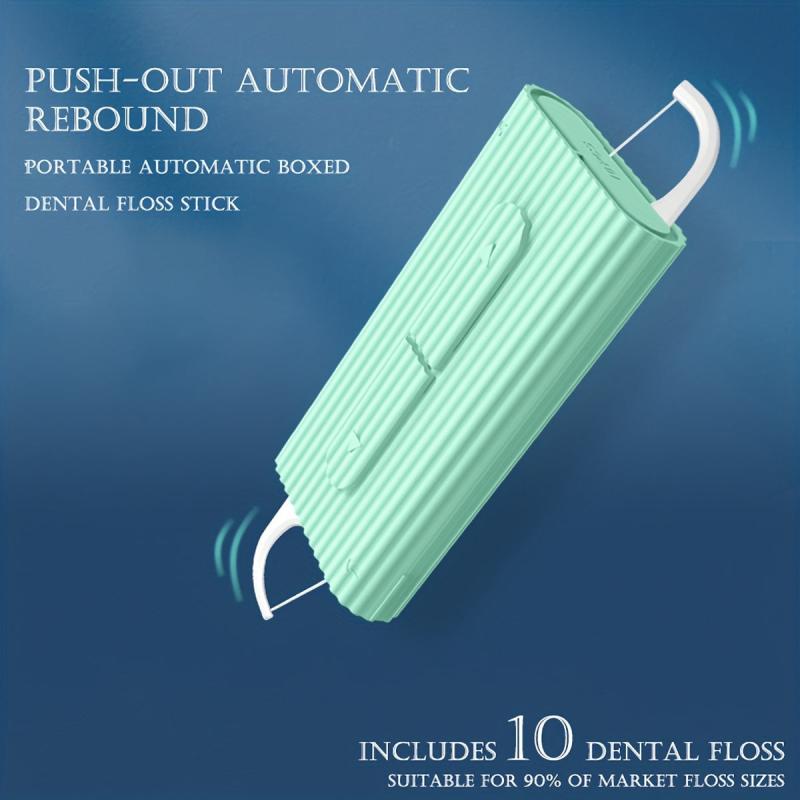 Portable Toothpick Flossing Stick Box with 10 Disposable Dental Floss Picks