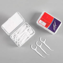 50pcs Disposable Dental Floss Sticks Toothpicks For Oral Care