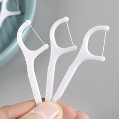 50pcs Disposable Dental Floss Sticks Toothpicks For Oral Care