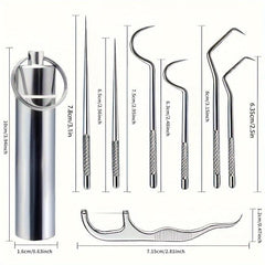 Stainless Steel Toothpicks Pocket Set with Keychain Holder
