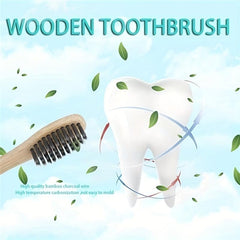 4pcs Bamboo Charcoal Toothbrushes Wide Brush Head & Fine Bristles