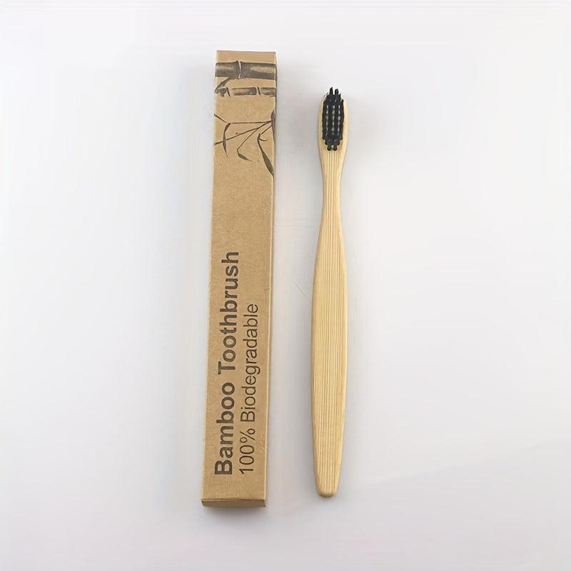 4pcs Bamboo Charcoal Toothbrushes Wide Brush Head & Fine Bristles