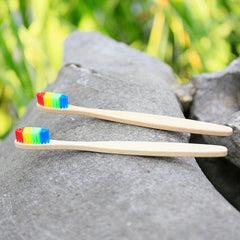 4pcs Bamboo Charcoal Toothbrushes Wide Brush Head & Fine Bristles