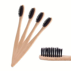 4pcs Bamboo Charcoal Toothbrushes Wide Brush Head & Fine Bristles