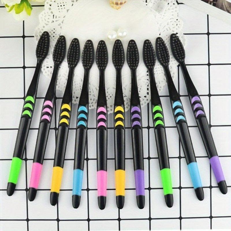 10pcs Bamboo Charcoal Soft Bristle Toothbrushes
