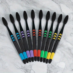 10pcs Bamboo Charcoal Soft Bristle Toothbrushes