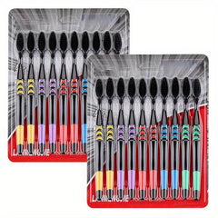 10pcs Bamboo Charcoal Soft Bristle Toothbrushes