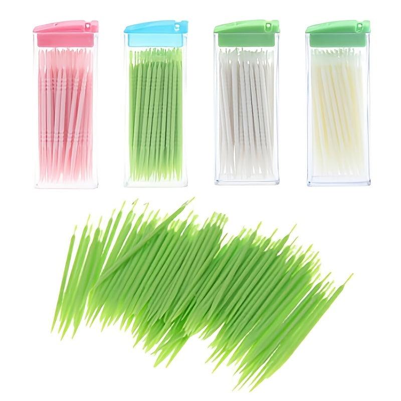 Portable Plastic Cleaning Toothpick Travel Double Floss Dental Stick
