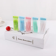 Portable Plastic Cleaning Toothpick Travel Double Floss Dental Stick