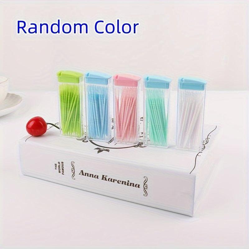 Portable Plastic Cleaning Toothpick Travel Double Floss Dental Stick