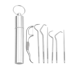 304 Stainless Steel Toothpick Metal Dental Floss Set