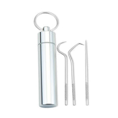 304 Stainless Steel Toothpick Metal Dental Floss Set