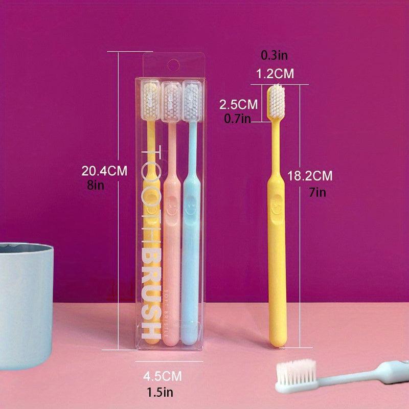 3pcs Plastic Portable Manual Toothbrush for Bathroom
