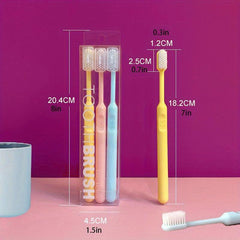 3pcs Plastic Portable Manual Toothbrush for Bathroom