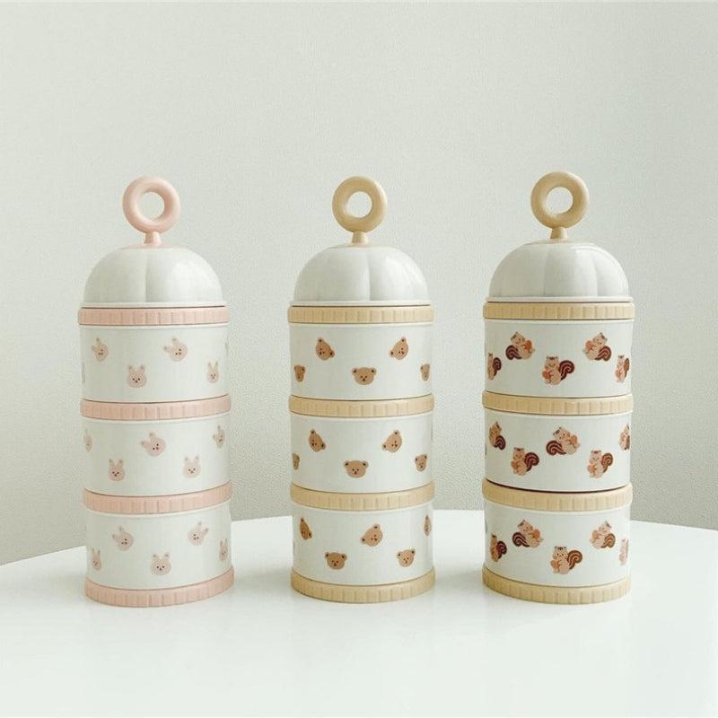 Little Bear Olive Tulip Fashionable Three Layer Storage Box