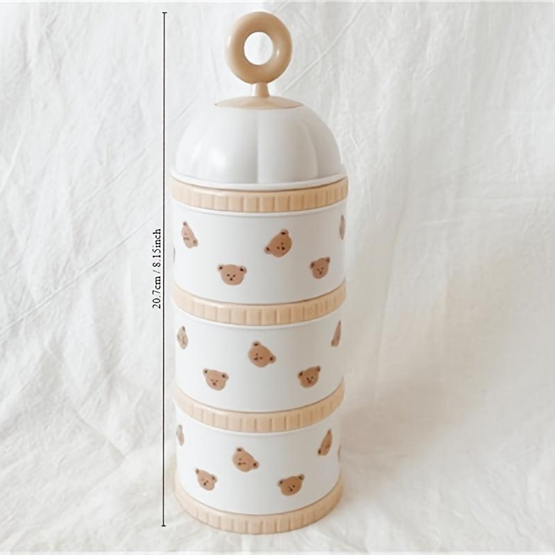 Little Bear Olive Tulip Fashionable Three Layer Storage Box