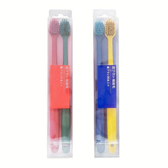 2pcs Couple Wide Head Toothbrush Soft Hair Bamboo Charcoal Macaron Toothbrush
