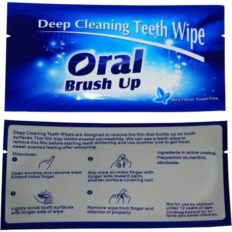 100pcs Mint Flavor Finger Teeth Wipes Disposable Brush Ups