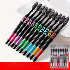 10pcs Ultra Soft Charcoal Toothbrush Set