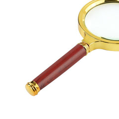 10X Magnifying Glass Wooden Handle Elderly Reading Jade Identification
