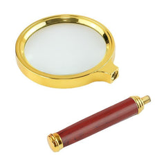 10X Magnifying Glass Wooden Handle Elderly Reading Jade Identification