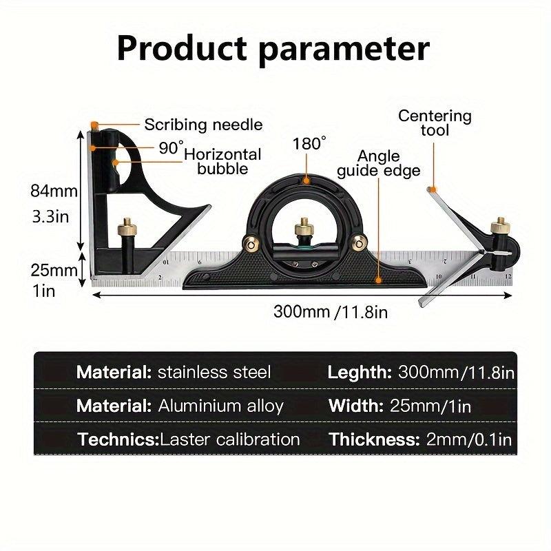 Adjustable Combination Square 300mm Engineer Measuring Tool