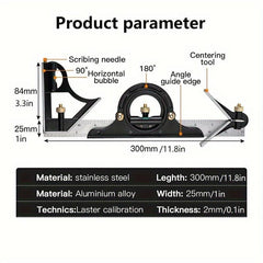 Adjustable Combination Square 300mm Engineer Measuring Tool