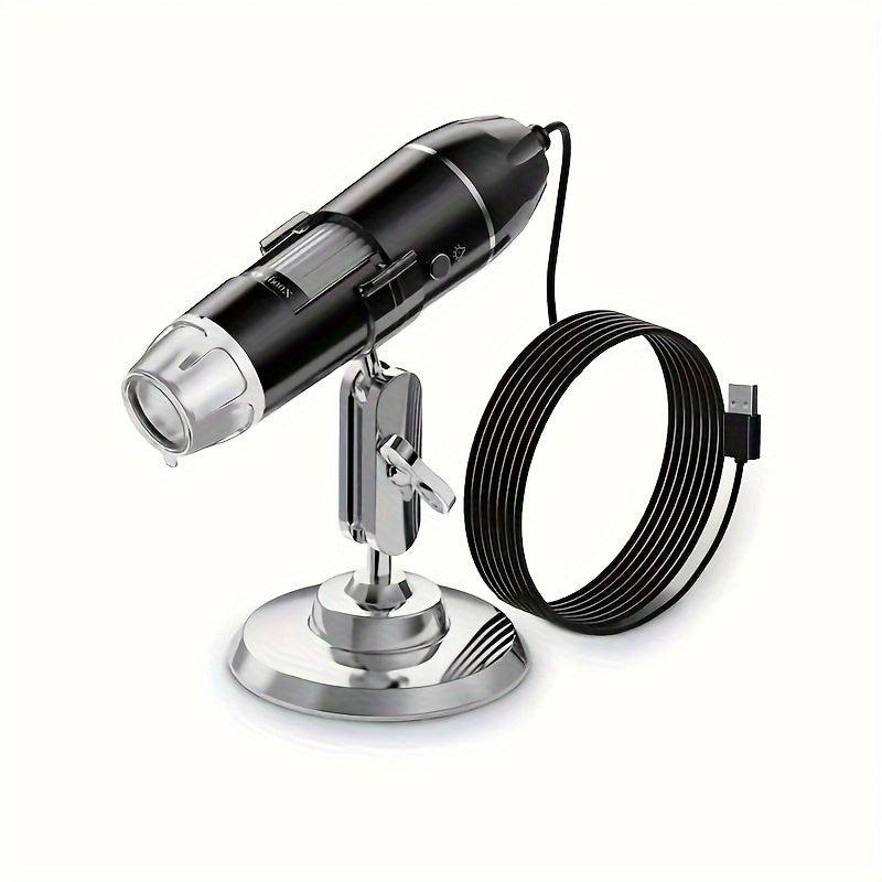 HD Digital Microscope 1600X with Universal Stand, LED Fill Light
