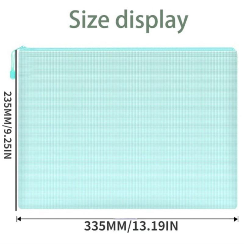 Thickened A4 File Bag Zipper PVC Transparent Mesh Large Capacity