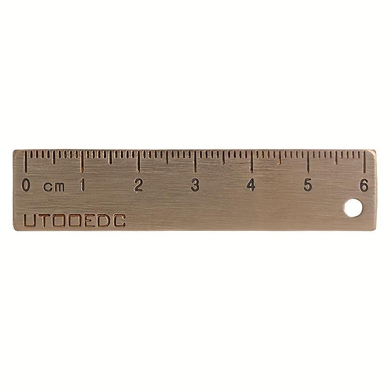 Brass Lucky Face Mini Ruler Keychain Pendant for Measurement