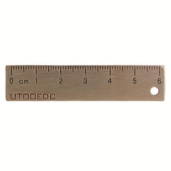 Brass Lucky Face Mini Ruler Keychain Pendant for Measurement