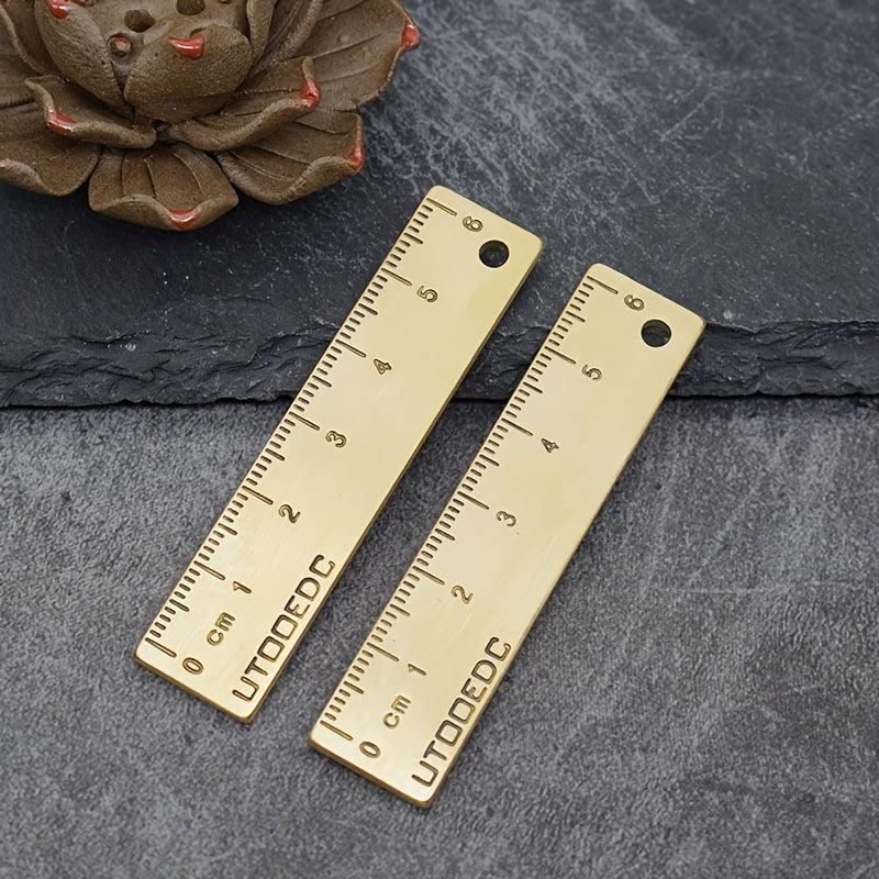 Brass Lucky Face Mini Ruler Keychain Pendant for Measurement